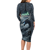 Dark Vikings Long Sleeve Bodycon Dress Norse Dragon Nidhogg