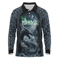 Dark Vikings Long Sleeve Polo Shirt Norse Dragon Nidhogg