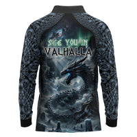 Dark Vikings Long Sleeve Polo Shirt Norse Dragon Nidhogg