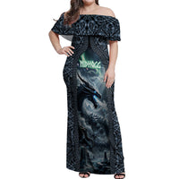 Dark Vikings Off Shoulder Maxi Dress Norse Dragon Nidhogg