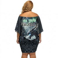 Dark Vikings Off Shoulder Short Dress Norse Dragon Nidhogg
