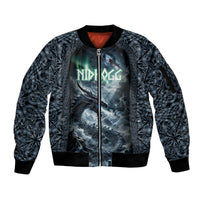 Dark Vikings Sleeve Zip Bomber Jacket Norse Dragon Nidhogg