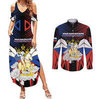 Personalized Russia Couples Matching Summer Maxi Dress and Long Sleeve Button Shirt Symbol Saint George Slaying The Dragon - Wonder Print Shop