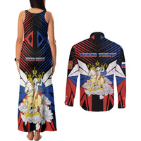 Personalized Russia Couples Matching Tank Maxi Dress and Long Sleeve Button Shirt Symbol Saint George Slaying The Dragon - Wonder Print Shop