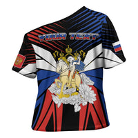 Personalized Russia Cross Shoulder Shirt Symbol Saint George Slaying The Dragon - Wonder Print Shop