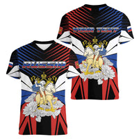 Personalized Russia Women V-Neck T-Shirt Symbol Saint George Slaying The Dragon - Wonder Print Shop