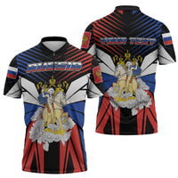 Personalized Russia Zipper Polo Shirt Symbol Saint George Slaying The Dragon - Wonder Print Shop
