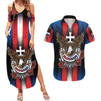 Personalized Slovakia Couples Matching Summer Maxi Dress and Hawaiian Shirt The Eagle Double Cross Symbol - Wonder Print Shop