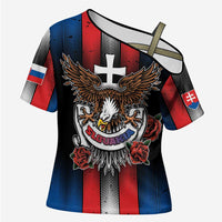 Personalized Slovakia Cross Shoulder Shirt The Eagle Double Cross Symbol - Wonder Print Shop
