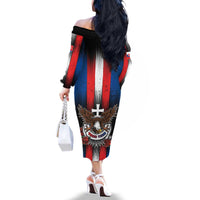 Personalized Slovakia Family Matching Off The Shoulder Long Sleeve Dress and Hawaiian Shirt The Eagle Double Cross Symbol - Wonder Print Shop