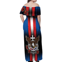 Personalized Slovakia Family Matching Off Shoulder Maxi Dress and Hawaiian Shirt The Eagle Double Cross Symbol - Wonder Print Shop