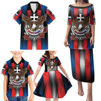 Personalized Slovakia Family Matching Puletasi and Hawaiian Shirt The Eagle Double Cross Symbol - Wonder Print Shop