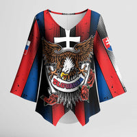 Personalized Slovakia Kimono Sleeve Blouse The Eagle Double Cross Symbol - Wonder Print Shop