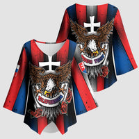 Personalized Slovakia Kimono Sleeve Blouse The Eagle Double Cross Symbol - Wonder Print Shop