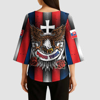 Personalized Slovakia Kimono Sleeve Blouse The Eagle Double Cross Symbol - Wonder Print Shop