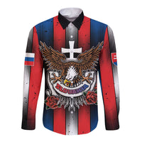 Personalized Slovakia Long Sleeve Button Shirt The Eagle Double Cross Symbol - Wonder Print Shop