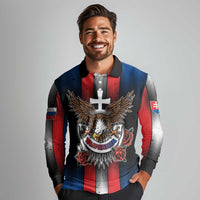 Personalized Slovakia Long Sleeve Polo Shirt The Eagle Double Cross Symbol - Wonder Print Shop