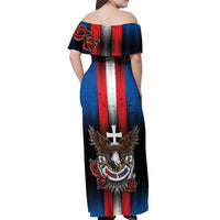 Personalized Slovakia Off Shoulder Maxi Dress The Eagle Double Cross Symbol - Wonder Print Shop