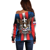 Personalized Slovakia Off Shoulder Sweater The Eagle Double Cross Symbol - Wonder Print Shop