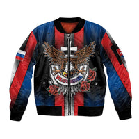 Personalized Slovakia Sleeve Zip Bomber Jacket The Eagle Double Cross Symbol - Wonder Print Shop