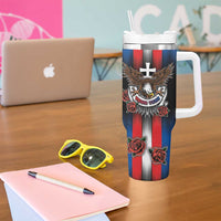 Personalized Slovakia Tumbler With Handle The Eagle Double Cross Symbol - Wonder Print Shop