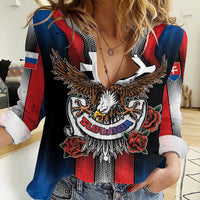 Personalized Slovakia Women Casual Shirt The Eagle Double Cross Symbol - Wonder Print Shop
