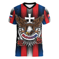 Personalized Slovakia Women V-Neck T-Shirt The Eagle Double Cross Symbol - Wonder Print Shop