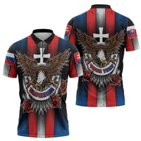 Personalized Slovakia Zipper Polo Shirt The Eagle Double Cross Symbol - Wonder Print Shop