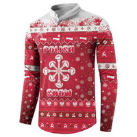 Poland Christmas Button Sweatshirt Pierogi Polish Snow - Wonder Print Shop