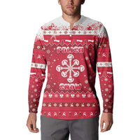 Poland Christmas Button Sweatshirt Pierogi Polish Snow - Wonder Print Shop