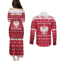 Poland Christmas Couples Matching Puletasi and Long Sleeve Button Shirt Pierogi Polish Snow - Wonder Print Shop