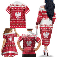 Poland Christmas Family Matching Off The Shoulder Long Sleeve Dress and Hawaiian Shirt Pierogi Polish Snow - Wonder Print Shop