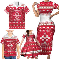 Poland Christmas Family Matching Short Sleeve Bodycon Dress and Hawaiian Shirt Pierogi Polish Snow - Wonder Print Shop