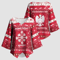 Poland Christmas Kimono Sleeve Blouse Pierogi Polish Snow - Wonder Print Shop