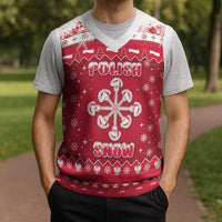 Poland Christmas Knitted V-Neck Vest Pierogi Polish Snow - Wonder Print Shop
