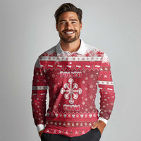 Poland Christmas Long Sleeve Polo Shirt Pierogi Polish Snow - Wonder Print Shop