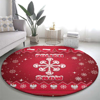 Poland Christmas Round Carpet Pierogi Polish Snow - Wonder Print Shop