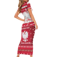 Poland Christmas Short Sleeve Bodycon Dress Pierogi Polish Snow - Wonder Print Shop