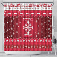 Poland Christmas Shower Curtain Pierogi Polish Snow - Wonder Print Shop