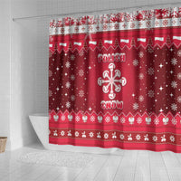 Poland Christmas Shower Curtain Pierogi Polish Snow - Wonder Print Shop