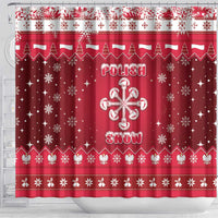 Poland Christmas Shower Curtain Pierogi Polish Snow - Wonder Print Shop