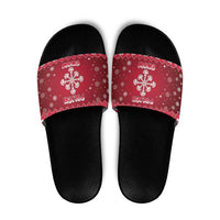 Poland Christmas Slide Sandals Pierogi Polish Snow - Wonder Print Shop