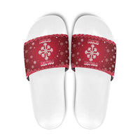 Poland Christmas Slide Sandals Pierogi Polish Snow - Wonder Print Shop