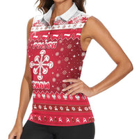 Poland Christmas Women Sleeveless Polo Shirt Pierogi Polish Snow - Wonder Print Shop