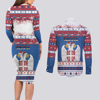 Serbia Christmas Couples Matching Long Sleeve Bodycon Dress and Long Sleeve Button Shirt I Am The Serbian Elf - Wonder Print Shop