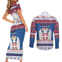 Serbia Christmas Couples Matching Short Sleeve Bodycon Dress and Long Sleeve Button Shirt I Am The Serbian Elf - Wonder Print Shop