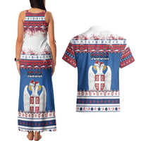 Serbia Christmas Couples Matching Tank Maxi Dress and Hawaiian Shirt I Am The Serbian Elf - Wonder Print Shop