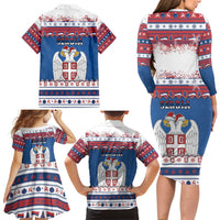 Serbia Christmas Family Matching Long Sleeve Bodycon Dress and Hawaiian Shirt I Am The Serbian Elf - Wonder Print Shop