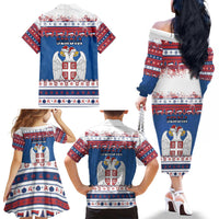 Serbia Christmas Family Matching Off The Shoulder Long Sleeve Dress and Hawaiian Shirt I Am The Serbian Elf - Wonder Print Shop
