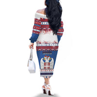Serbia Christmas Family Matching Off The Shoulder Long Sleeve Dress and Hawaiian Shirt I Am The Serbian Elf - Wonder Print Shop